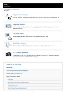 Sony A1 manual. Camera Instructions.